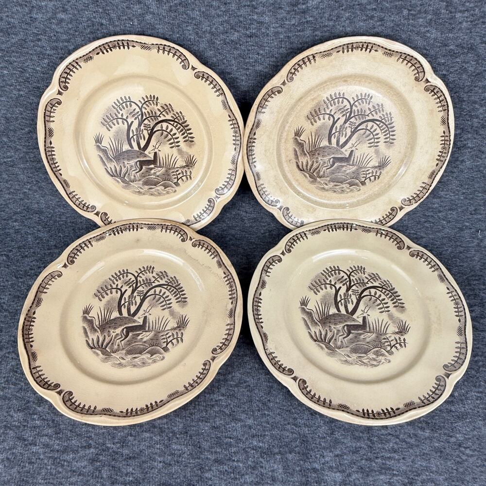 Antique Tibet Dinner Plates set of 4 by Gefle Sweden Arthur Percy Design Scandi